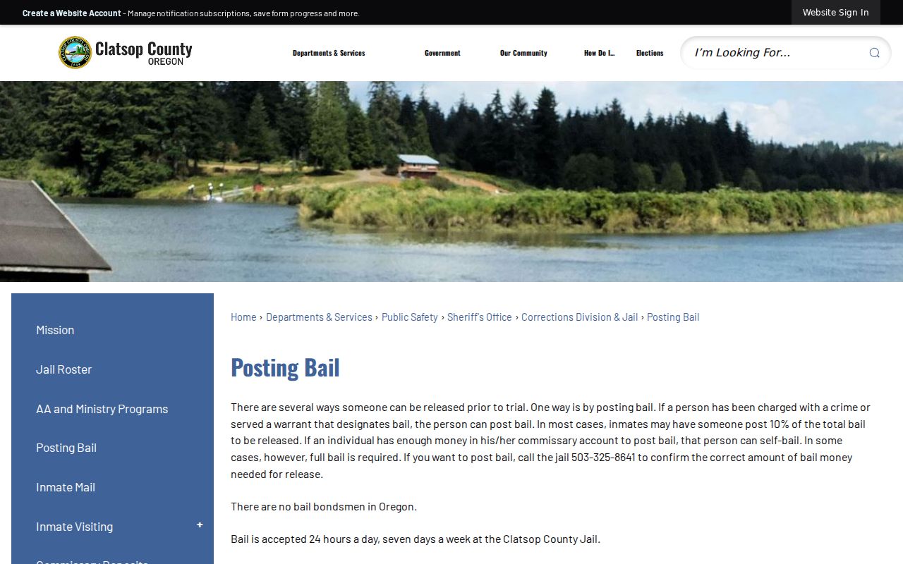 Clatsop County Sheriff official posting bail information