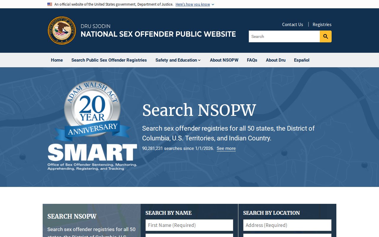 National Sex Offender Public Website government search interface