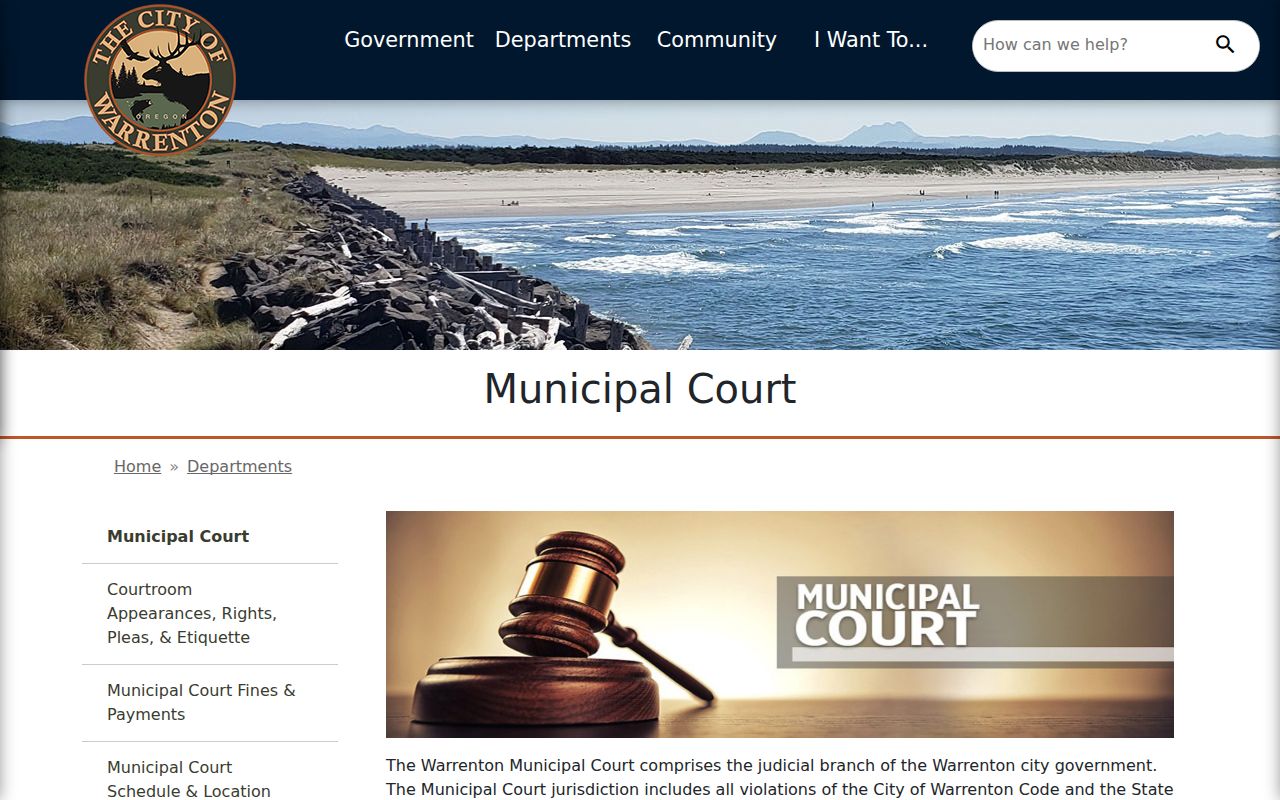 Clatsop County Warrenton criminal records municipal court page